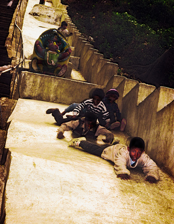 Kids Playing at the Monkey Temple  Nepal 1995