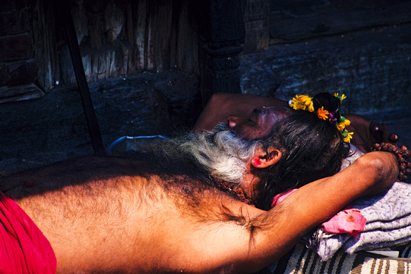 Holy Man Sleeping People of  Nepal 1995