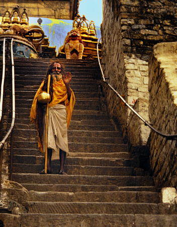 Holy Man at Monkey Temple Katmandu Nepal People of  Nepal 1995