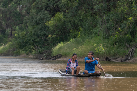People of the Amazon Dug Out Canoe