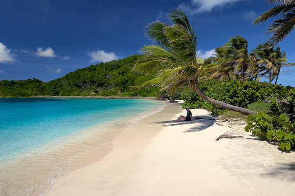 Man Sitting on Perfect Caribbean Beach